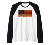 1776 US Flag We The People Distressed USA United States Camiseta Manga Raglan