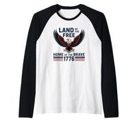 1776 USA Águila Tierra del Hogar Libre de los Valientes Patriótico Camiseta Manga Raglan