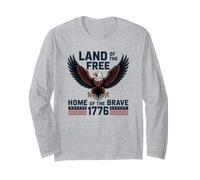 1776 USA Águila Tierra del Hogar Libre de los Valientes Patriótico Manga Larga