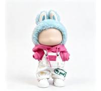17cm Conjunto Ropa de esquí para muñeca for Labubu, Gorro de Punto + Gafas de esquí + Chaleco Cremallera Plateado + Pantalones Cortos Deportivos Blancos + Mini Tabla de Snowboard (Style)