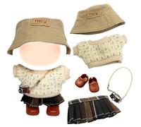 17cm Muñeca Ropa Accesorios Set con 1 Parte Superior de Punto 1 Falda a Cuadros 1 Sombrero 1 Colgante de Cámara 1 Zapatos para Niñas Cumpleaños Sin Muñeca