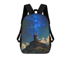 17inch Bride And Groom Under The Galaxy Mochila Escolar Infantil Con Estampado 3D, Mochila Escolar Informal Para Niños De Primaria Y Secundaria