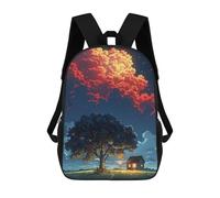 17inch Magical Night Sky with Tree And Cabin Mochila Escolar Infantil Con Estampado 3D, Mochila Escolar Informal Para Niños De Primaria Y Secundaria