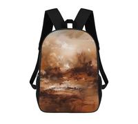 17inch Mochila Escolar Para Niñas Earthbound Horizons - Abstract Expressionist Landscape in Warm Brown And Beige Mochila Escolar Impresa En 3D Para Niños Mochila Informal Para El Día A Día Para Estudi