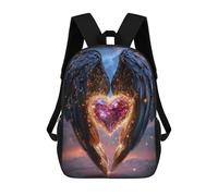 17inchMochila Angel Wings And Heart Mochila Escolar Impresa En 3D Para Niños Y Niñas, Mochila Para Portátil Para Niños/estudiantes/adultos