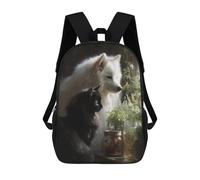 17inchMochila Fox And Cat Garden Scene Mochila Escolar Impresa En 3D Para Niños Y Niñas, Mochila Para Portátil Para Niños/estudiantes/adultos