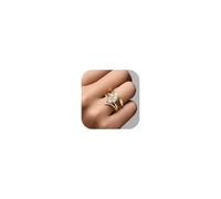 17KM Anillos de oro de 14 quilates para mujer, no se deslustran, delicados anillos apilables para nudillos, anillos ovalados en forma de V, anillos de circonita cúbica perfectos para bodas