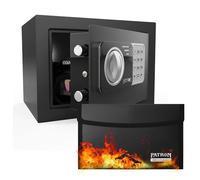 17NEF-FP PATRON - Caja fuerte con teclado electrónico digital de seguridad ignífugo, pequeña caja fuerte para dinero, pared o armario, para uso en casa, oficina, viajes, negocios, 0.236 pies cúbicos,