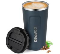 17oz 510ml Vacuum Insulated Travel Mug Smilatte Leakproof Double Wall Stainless Steel Reusable Coffee Cup with Lid For Hot