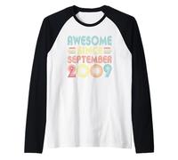 17th Birthday Idea Awesome Since September 2009 17 Years Old Camiseta Manga Raglan