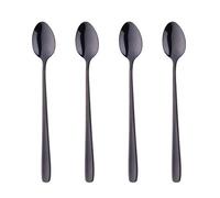 18/10 Acero Inoxidable Latté Cuchara Negro Hielo Cucharilla, Bisda 4 piezas Mango Largo Cuchara para Chocolate Caliente Bebida Caliente, Lavavajillas Seguro