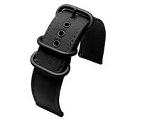 18 20 22 mm 24 Correa de reloj lona liberación rápida for hombres Compatible con Citizen SEIKO Tissot Timex Hamilton caqui Pulsera anillo metal(Black-black buckle,22mm)