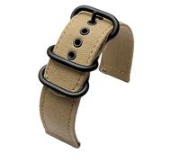 18 20 22 mm 24 Correa de reloj lona liberación rápida for hombres Compatible con Citizen SEIKO Tissot Timex Hamilton caqui Pulsera anillo metal(Khaki black buckle,20mm)