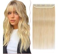 18"(45cm) SEGO Extensiones de Clip de Pelo Natural [#24 Rubio Natural] Una Pieza con 5 Clips Cabello Humano Remy Postizos Pelucas Lisas para Mujer (50g)