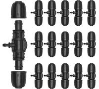 18 accesorios en T Barbed Tee 1/2" y 1/4" Micro Drip - Divisor de agua duradero - Conector de riego de 3 vías - para manguera de jardín - 4/7 mm y 8/13 mm - Manguera de polietileno