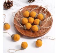 18 Adornos de Bellota de Fieltro Adornos Colgantes de Otoño Guirnalda de Bellota de Fieltro de Árbol con Cuerda de 10 m Decoración Navidad Fiesta Granja (Naranja)