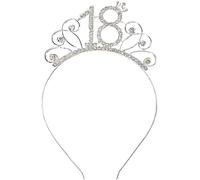 18 años Corona Cumpleaños Mujer Cumpleaños Tiara Corona de Diamantes 18 años Decoración Fiesta Cumpleaños(Blanco)