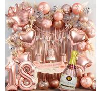 18 Años Decoración Cumpleaños Oro Rosa, Globos y Pancarta de Fiesta para Mujer, Látex Oro Rosa