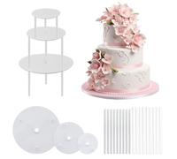 18 barras de tacos para tartas y 3 placas de plástico reutilizable para soportar y construir escalones de tartas