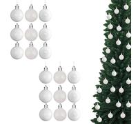 18 Bolas de Navidad inastillables Blancas de 50 mm/18 Unidades, decoración de árbol de Navidad, Bolas de Adorno de Navidad, Decoraciones Colgantes de Navidad, decoración navideña, Brillante, Mate,