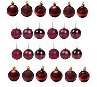 18 Bolas de Navidad inastillables de 60 mm, Color borgoña, decoración de árbol de Navidad, Bolas de Adorno de Navidad, Decoraciones Colgantes de Navidad, decoración navideña, Brillante, Mate,