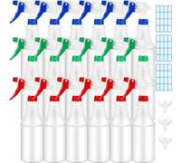 18 botellas de spray de plástico de 16 onzas, botellas vacías recargables para solución de limpieza, botella pulverizadora de agua a prueba de fugas con boquilla ajustable, modo de niebla/flujo para