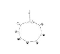 18 Carat White Foot Jewellery Bride Chain with Bells Anklet for Women Charm 18 K Bracelet Charms Real for Women Length 25 cm, 18 Carat White, No Zirconia