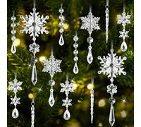 18 Colgantes acrílicos de carámbanos de Nieve, Gotas de Hielo, decoración Transparente para árbol de Navidad, decoración de árbol de Navidad, decoración de Copos de Nieve, decoración de Navidad