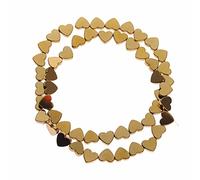 18 colores de piedra natural brillante mate hematita cuentas en forma de corazón para hacer collares, pulseras, joyas accesorios de regalo, oro brillante, 0.315 pulgadas, 52 piezas