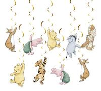 18 decoraciones de Winnie para baby shower, decoraciones colgantes clásicas Pooh, espirales para suministros de cumpleaños, decoración de fiesta de bebé