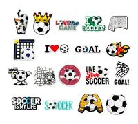 18 dijes de decoración de zapatos de fútbol para Jibbitz, dijes de zapatos de fútbol para Crocs, accesorios de fútbol para decoración de Crocs, dijes de cocodrilo de fútbol para niños, niñas, hombres