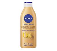 NIVEA Q10 Loción Corporal Reafirmante + Autobronceadora (400 ml), crema hidratante corporal con coenzima Q10, crema bronceadora para tono de piel claro a medio