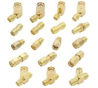 18 en 1 juego de Kits de SMA adaptador SMA RP SMA macho y hembra RF coaxial Convertidor de barril de tuerca de acoplamiento Conector para antena de Wifi/FPV Drone/Cable de extensión