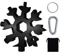 18 en 1 Multi Herramienta Copo De Nieve, JunD Llave de Acero Inoxidable para Copos de Nieve, Llave de Destornillador Portátil, Llavero Multiherramienta, Regalos Navidad para Hombres (Negro)
