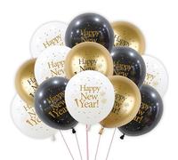 18 globos decorativos de Año Nuevo 2025, globos de helio negro y dorado, globos de látex para decoración de fiesta Happy New Year