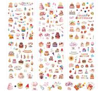 18 Hojas de Pegatinas de Feliz Cumpleaños, 6 Estilos Coloridas Lindas y Suaves para Regalos de Fiesta de Cumpleaños Arjetas Sobres Recuerdos de Fiesta Suministros para Niños y Adultos