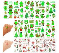 18 Hojas de Pegatinas Navideñas, Varios Patrones Que Brillan en la Oscuridad Pegatinas Navideñas para Niños Tatuajes Temporales Navideños Coloridos para Decoración de Fiestas Navideñas