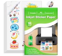 18 Hojas Papel Pegatina para Imprimir A4, Vinilo Imprimible Adhesivo Translúcido Impermeable, Adhesivo de Página Completa para Impresoras de Inyección de Tinta, Secado Rápido, 210x297mm