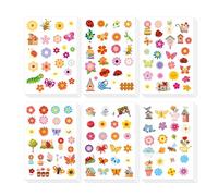 18 Hojas Pegatinas Primavera, 6 Estilos Pegatinas de Flores para Premios Infantiles Pegatinas de Naturaleza Decoraciones Fiesta Primavera para Botellas de Agua Portátiles Manualidades Sobres