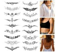 18 Hojas Tatuajes Temporales, Tatuajes Falsos Impermeables y Realistas, Calcomanías Tribales Negros, Pegatinas de Tatuajes Sexy para Pecho, Cintura, Zona Lumbar
