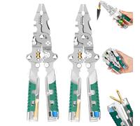 18 in 1 Electrical Pliers - Folding Stylus Screwdriver Wire Stripper with Voltage Tester, Multifunction Wire Stripping Pliers,Cable Cutter for Stripping Cutting Crimping Twisting (2pcs)