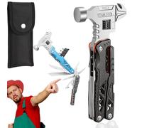 18 in 1 Multifunctional Wrench Hammer 60tools, Heavy Duty Stainless Steel Multitool Hammer with Adjustable Wrench & Pliers,Survival Kit and Camping Tools Gear, Practical Gift for Men Dad (Black)