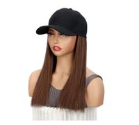 18 inch Baseball Cap Wig Long Straight Hair Extensions with Black Hat Heat Resistant Synthetic Fiber Hairpieces Adjustable Wigs for Women Wiglets(2M30#)