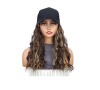 18 Inch Synthetic Adjustable Wig Hat with Natural Wave Hair Extensions for Woman Curly Wavy Hairstyle Baseball Cap Wigs Wiglets(4H27#)