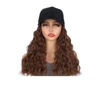 18 Inch Synthetic Adjustable Wig Hat with Natural Wave Hair Extensions for Woman Curly Wavy Hairstyle Baseball Cap Wigs Wiglets(2M30#)