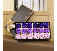 18 jabones de baño con aroma floral de rosa, aceite esencial, jabón en forma de pétalos de rosa, el mejor regalo para aniversario, boda, día de San Valentín, día de la madre (morado)