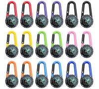 18 llaveros de brújula con mini mosquetón, coloridos para exteriores, para camping, senderismo, regalos para niños