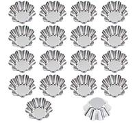 18 moldes para tartas de cupcakes, forma de huevo, molde para tartas, molde reutilizable, de acero inoxidable, molde para tartas huevo, mini flor en forma molde pudin, pasteles, galletas, magdalenas