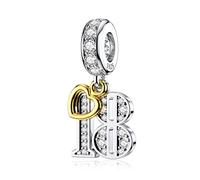 18 números pulsera encantos 925 plata esterlina colgantes cuentas Fit Pandora Charm pulseras collar para cumpleaños