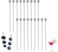 18 palillos de cóctel de acero inoxidable, palillos para aperitivos, pinchos para fruta de acero inoxidable, reutilizables, palillos de postre para aperitivos, aperitivos, aperitivos, cócteles